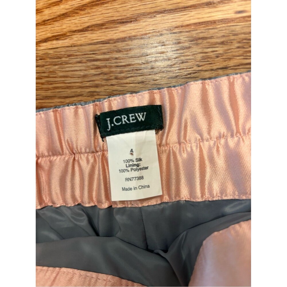 J.Crew 100% Silk Gray Pencil Skirt Size 4 Lined Side Zip Pockets Career Classic - Picture 2 of 5